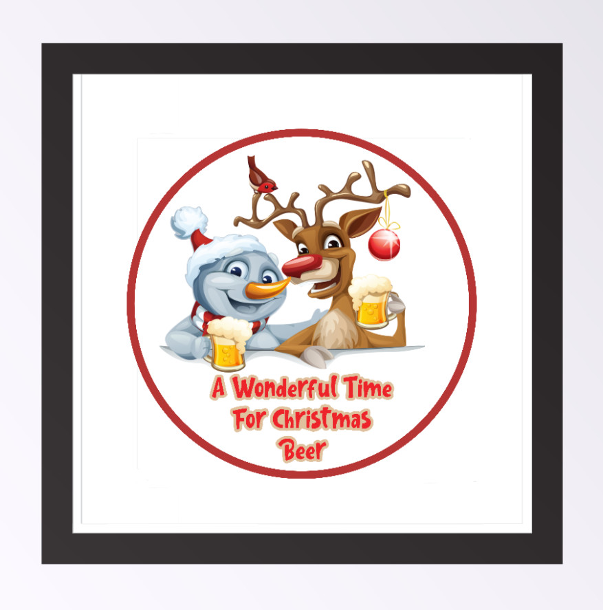 Christmas – Wonderful Time for Beer 4" Vinyl Decal Sticker Decor Cooler Mug Car