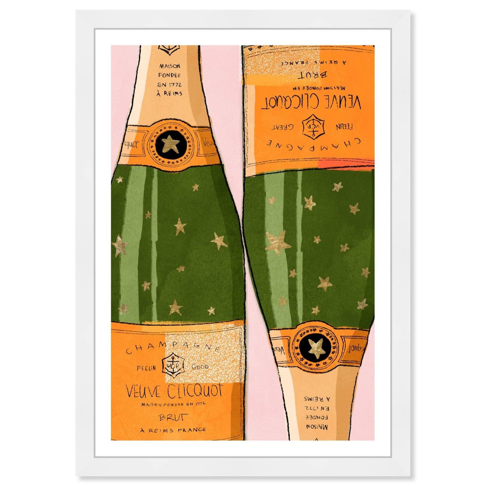 Wynwood Studio Drinks and Spirits Wall Art Framed Prints 'Shiny Champagne Hom…