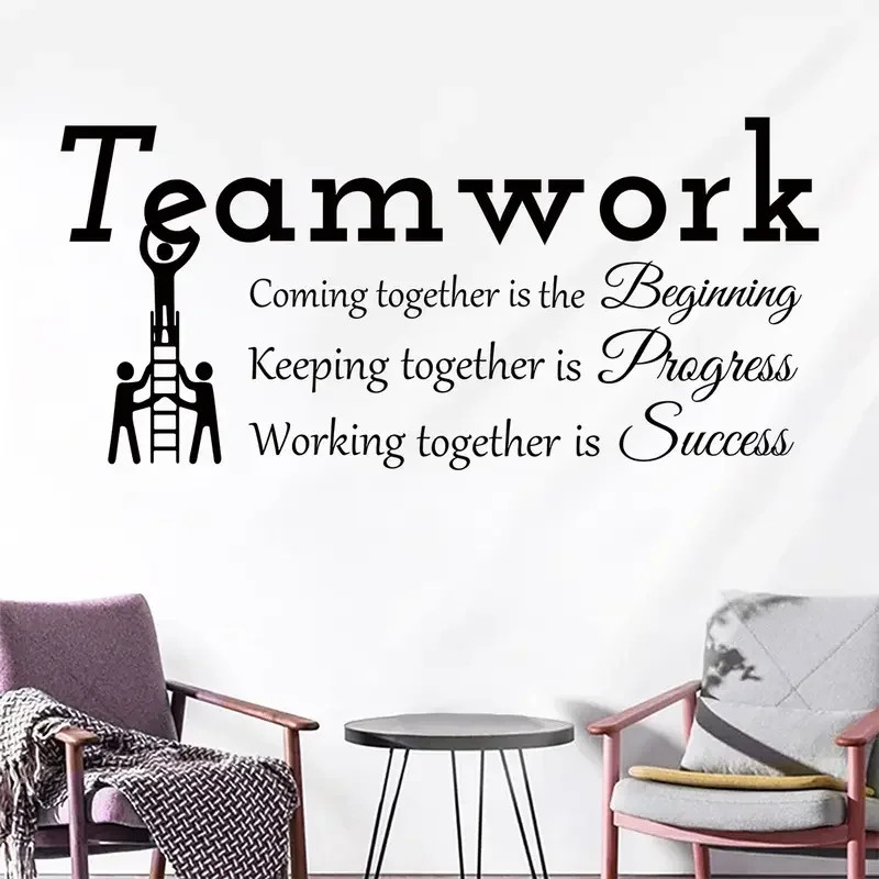 Contemporary Watercolor 'Team Work' Inspirational Quote Wall Decal vinyl