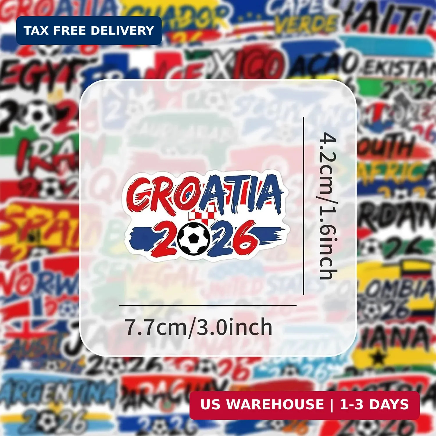 42 PCS World Cup 2026 Stickers, Football Soccer Nation Team Decals for Water Bot