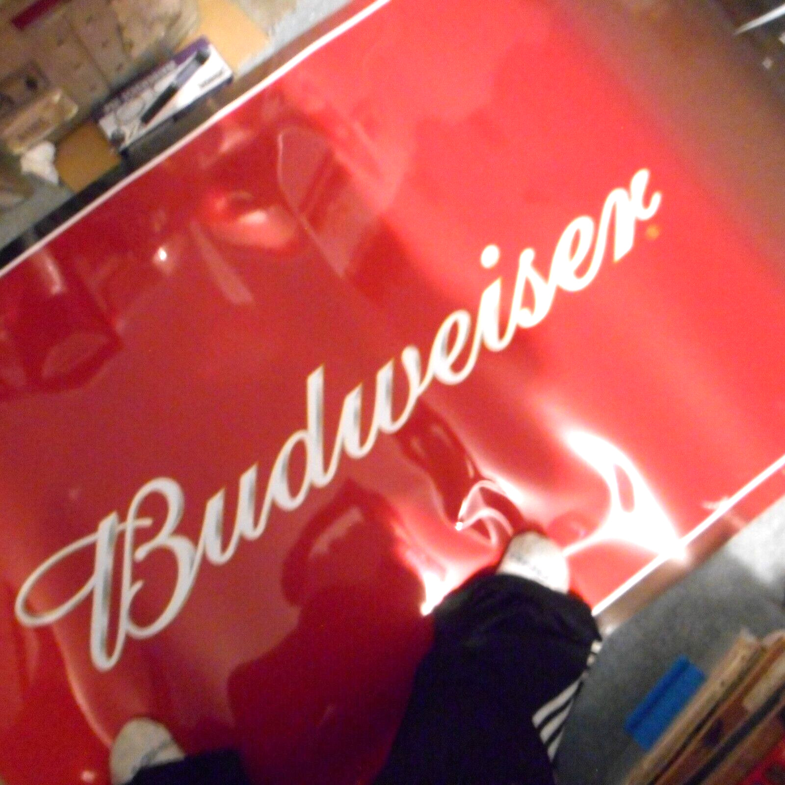 Vintage Huge Budweiser Red Vinyl Poster 75 x 31