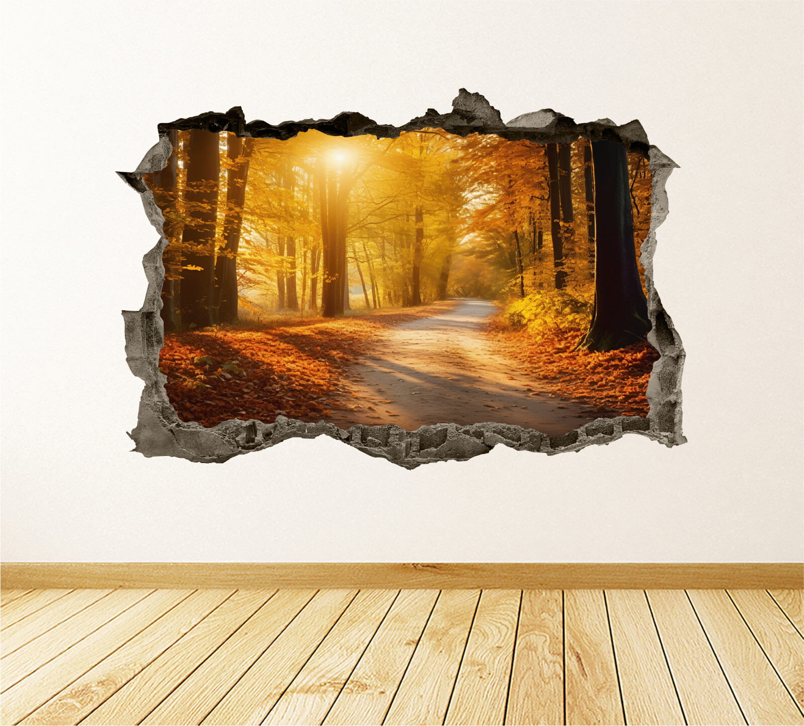 Autumm Forest Wall Decal 3D AI Graphic Sticker Landscape Print Mural KW110