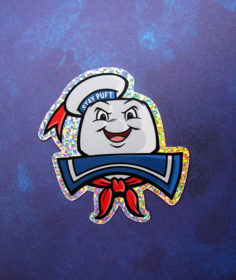 Stay Puft Glitter Sticker Ghostbusters Marshmallow Man Skateboard Decal 3"