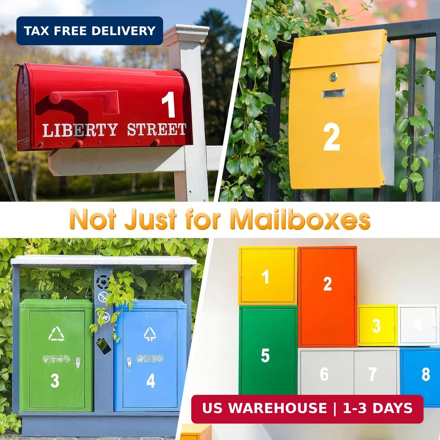 MOWPOG 80 PCS Reflective Mailbox Numbers for Outside, 3 Inch Self Adhesive Water