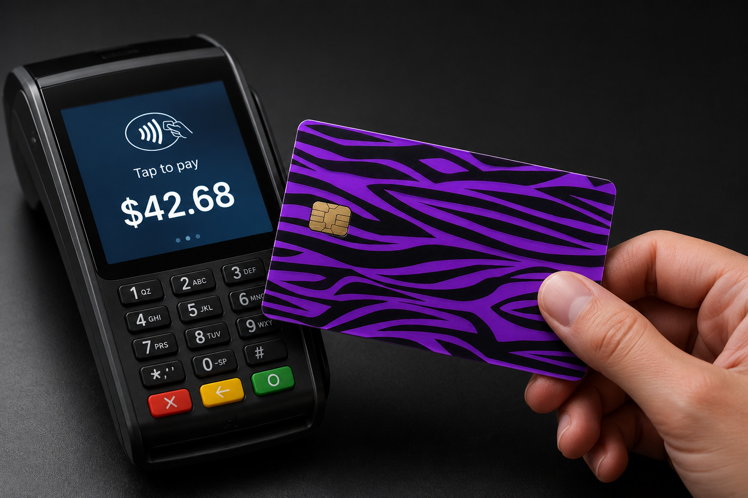 Horizontal Violet and Black Zebra Print Card Skin Credit Debit Card Skin Sticker