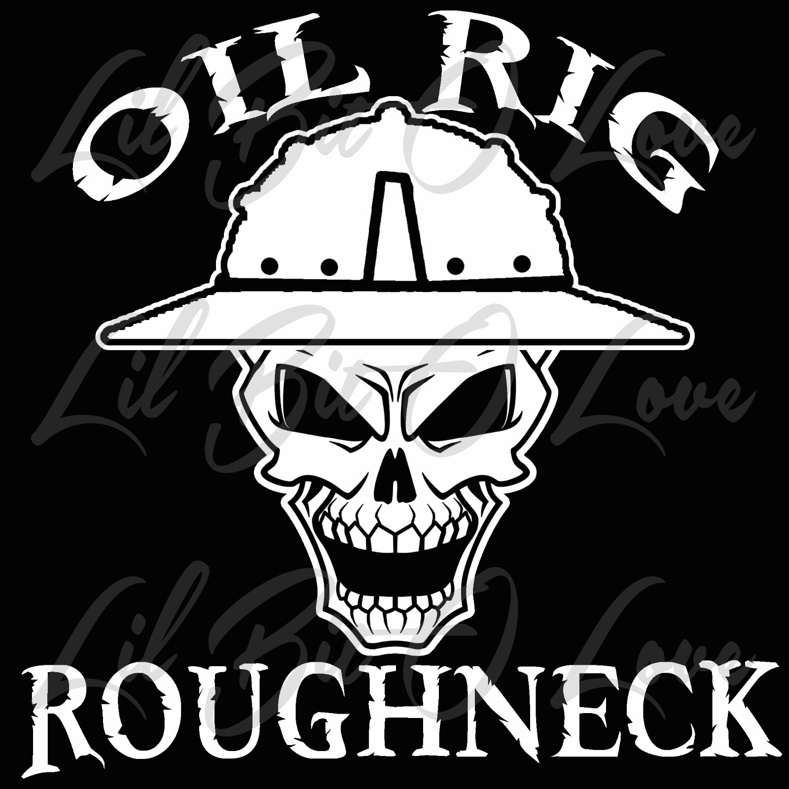 Oil Rig Roughneck Skull Vinyl Decal with Hard Hat Oil Platform Rig Oil Industry