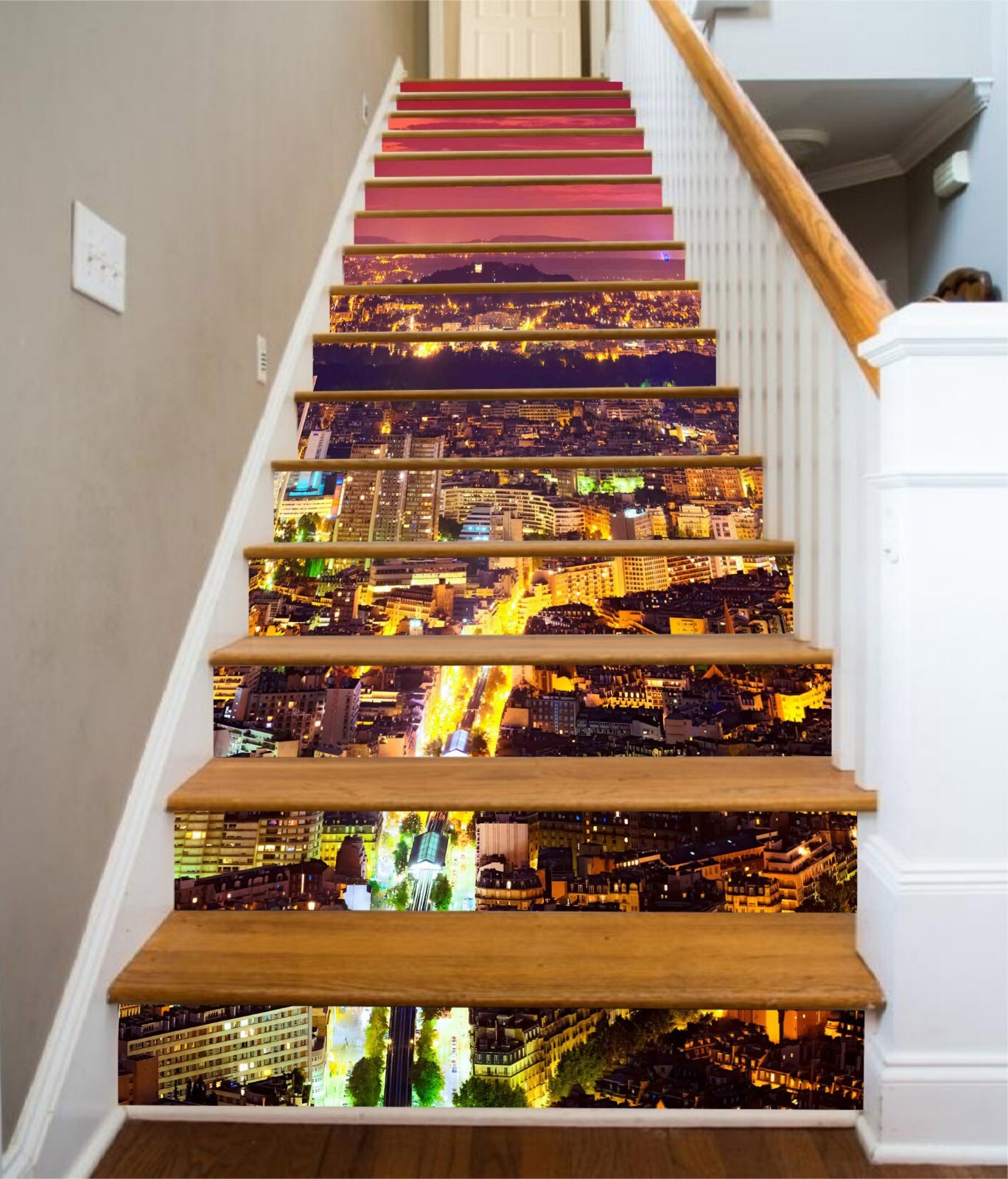 3D City Night View AZ1421 Stair Risers Decoration Mural Vinyl Wallpaper Kay