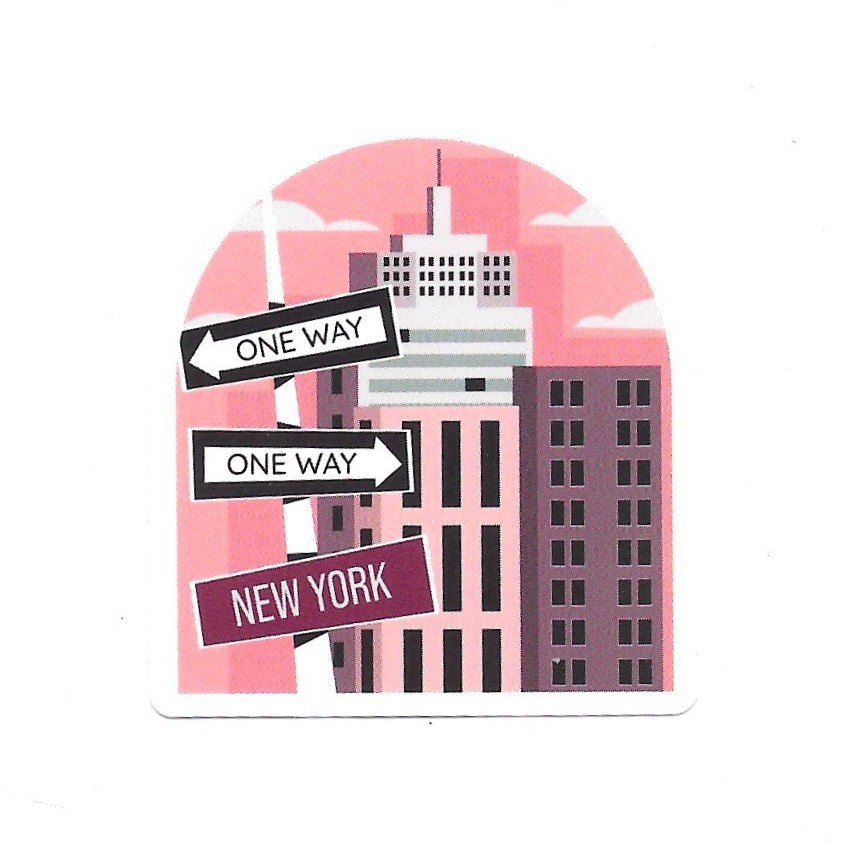 New York City Skyline Vinyl Sticker One Way Street Sign Decal NYC Souvenir Art