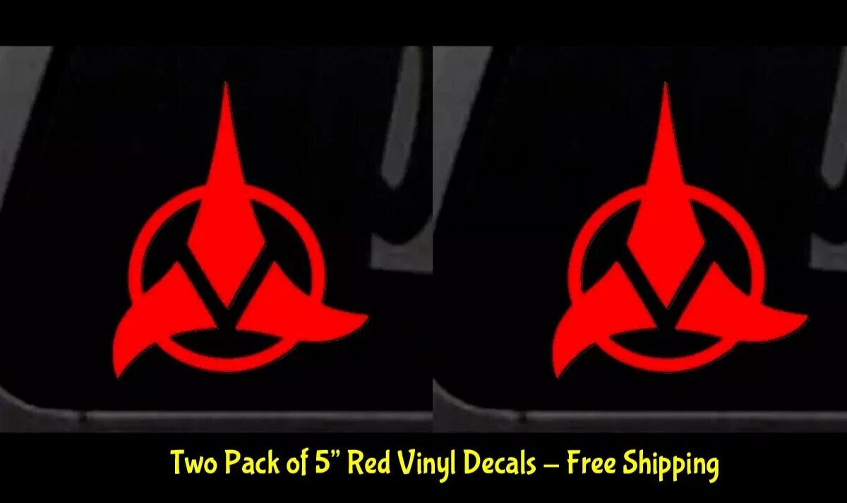 Star Trek – Klingon Logo TWO 5" Red Vinyl Decal Car Truck Window Notebook Tablet
