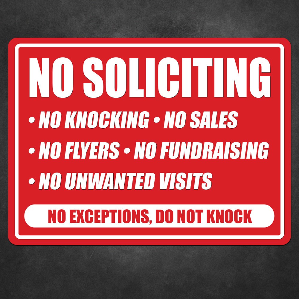 No Soliciting Door Window Sign 7×5 Vinyl Sticker Decal Business Do Not Knock
