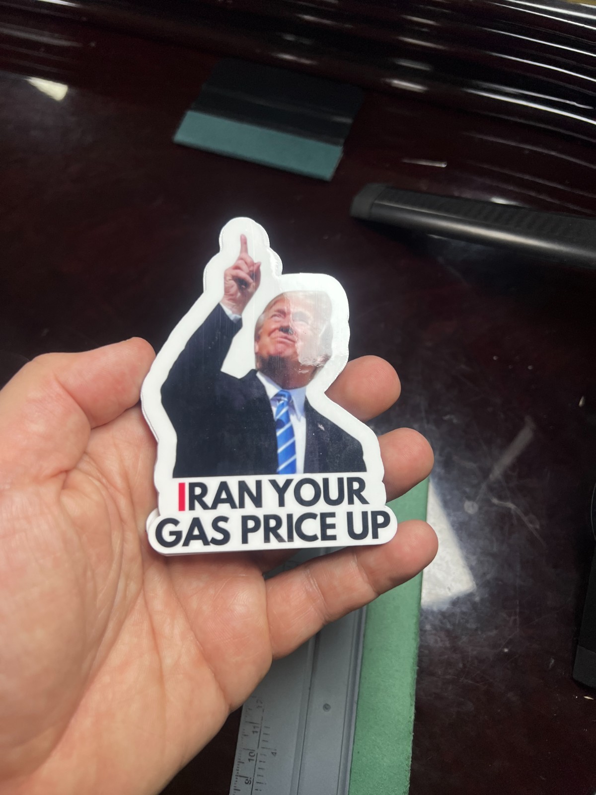 100 Trump Stickers "IRAN YOUR GAS PRICE UP" Gas Pump Waterproof Vinyl NEW 1.5"