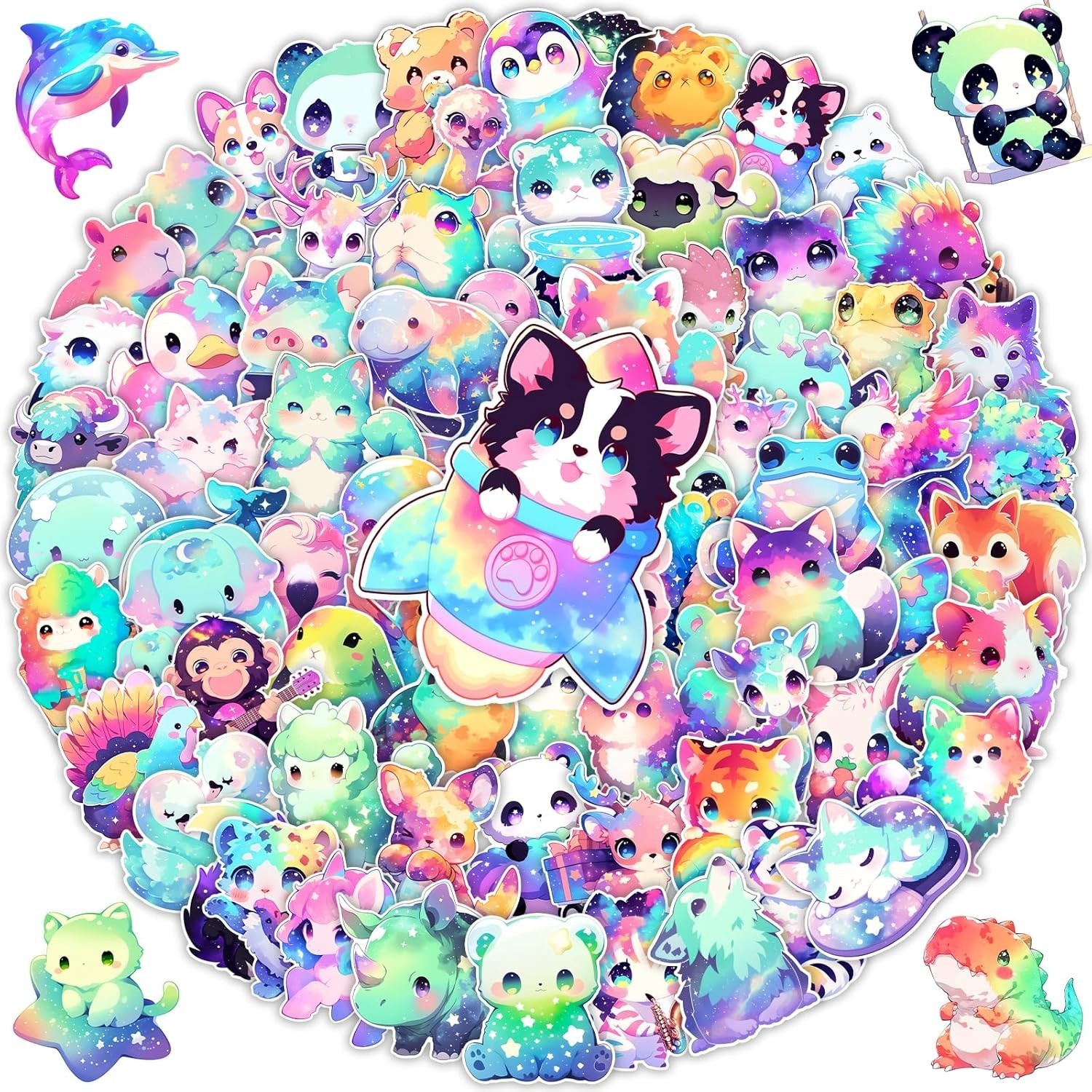 100-Pack Cute Unique Cartoon Animal Stickers for Kids Adults | Waterproof Vin…