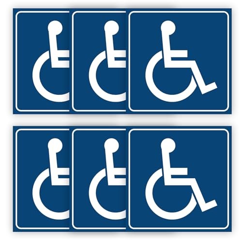 Handicap Signs – 6 pack, Stickers Decal Symbol 6×6 inch – ADA Compliant –