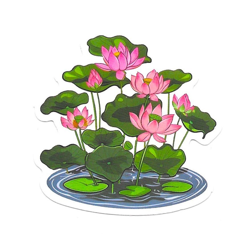 Vinyl Sticker Die Cut Lotus Water Lily Decal Flower Pond Journal Scrapbook Cute