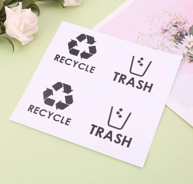 Recycle Trash Symbol Lettering Decals Sticker for Trash Cans Garbage Conta Roll