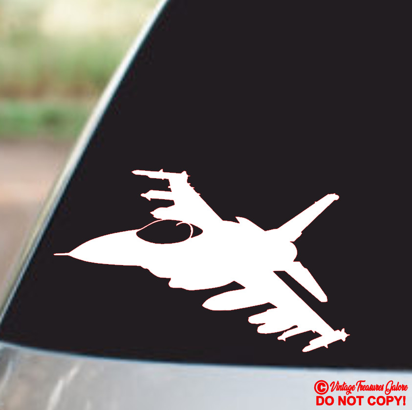 F-16 FIGHTER JET Vinyl Decal Sticker Car Window Wall Bumper Military Aircraft