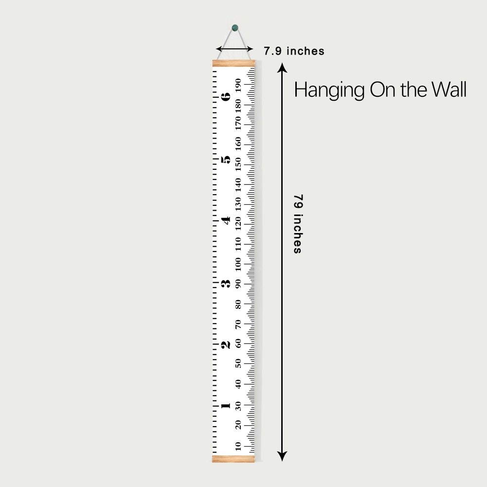 Mibote Baby Growth Height Chart Handing Ruler Wall 79" x 7.9", Black & White