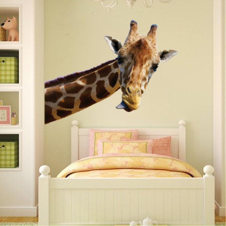 Leaning Giraffe Head Wall Decal Mural Safari Africa Wildlife Animal Vinyl, c07