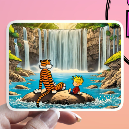 Waterfall Sticker: Calvin & Hobbes Chillin' Flow Waterproof Cartoon Sticker