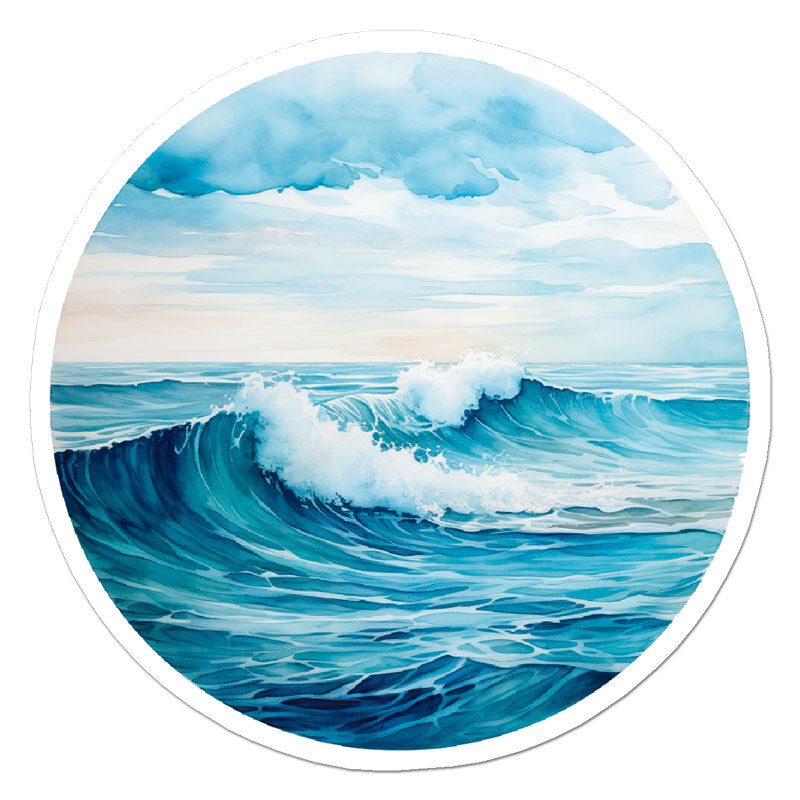 Ocean Surf Waves, Vinyl Decal Sticker, Indoor Outdoor, 3 Sizes, #11813