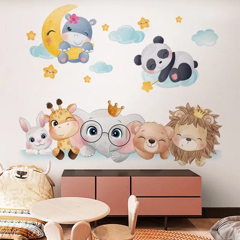 Cute Bear Star Cloud Wall Stickers for Kids Rooms Girls Boys Baby Roo0m