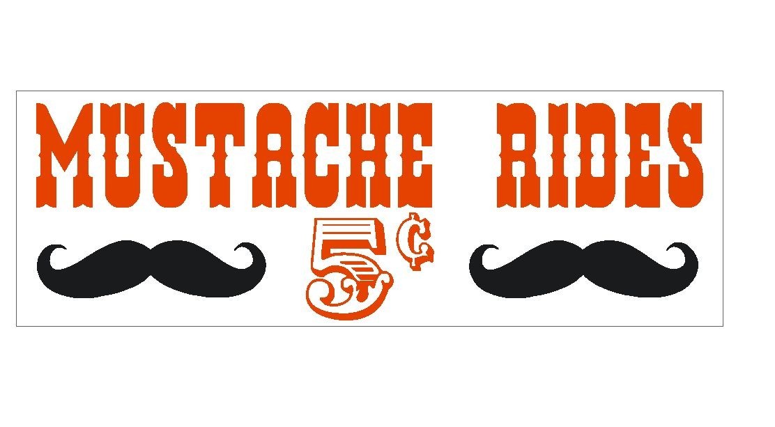 Mustache Rides 5 ¢ FUNNY Bumper Sticker or Helmet Sticker MADE IN THE USA D284