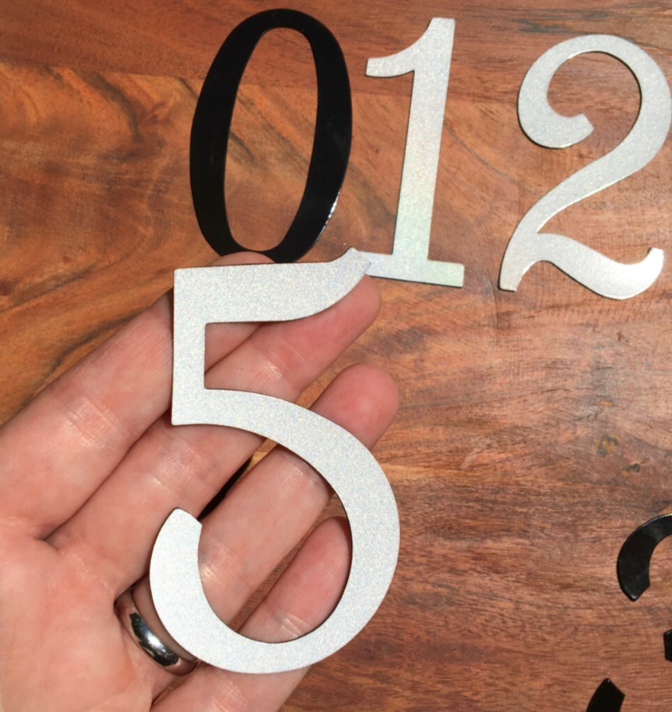 Reflective Magnetic Mailbox Numbers, 3.25 inches, Black/White
