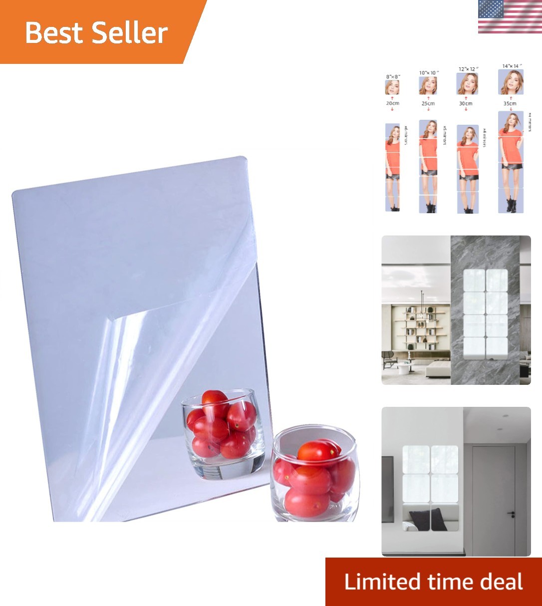 Lightweight 6×8 Acrylic Self-Adhesive Mirror – Perfect for Kids' Rooms