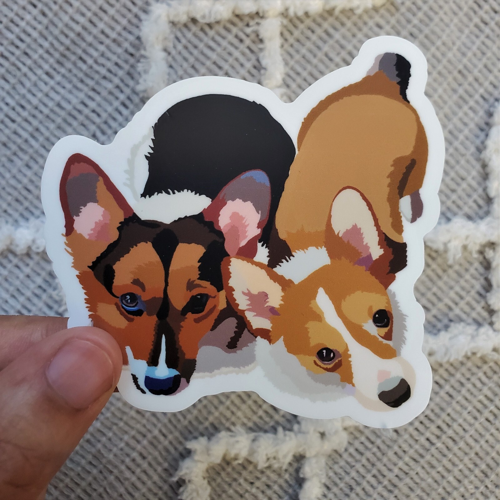 3×3 Pembroke Welsh Corgi Sticker Water Bottle, Laptop, Phone, Dishwasher Safe
