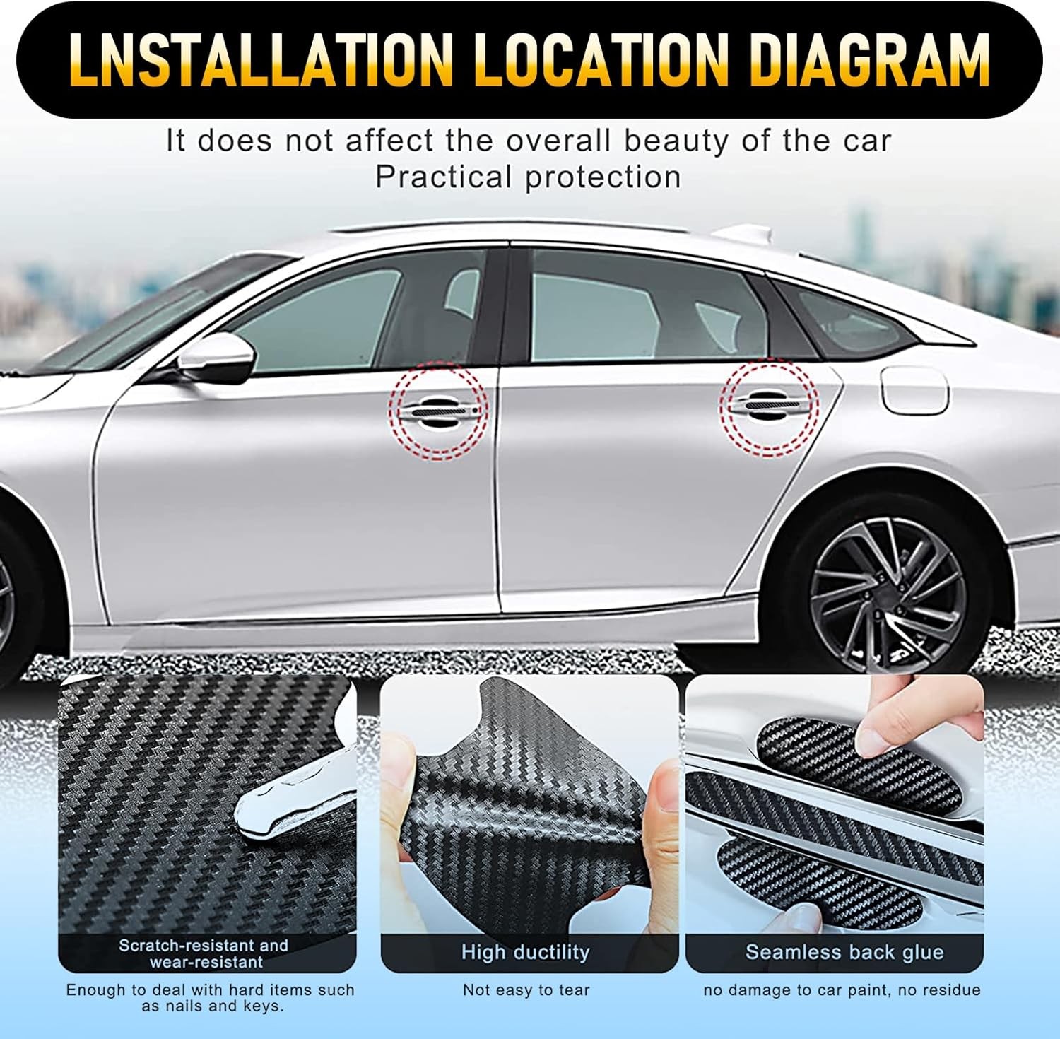 Door handle scratch protector stickers