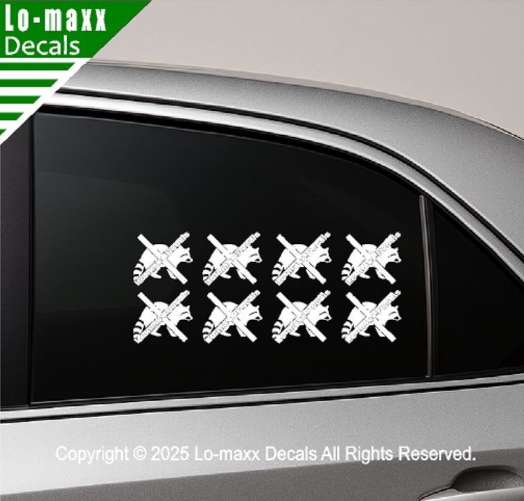 Raccoon Kill Markings Die Cut Vinyl Decal Sticker Car Truck Window Funny Graphic