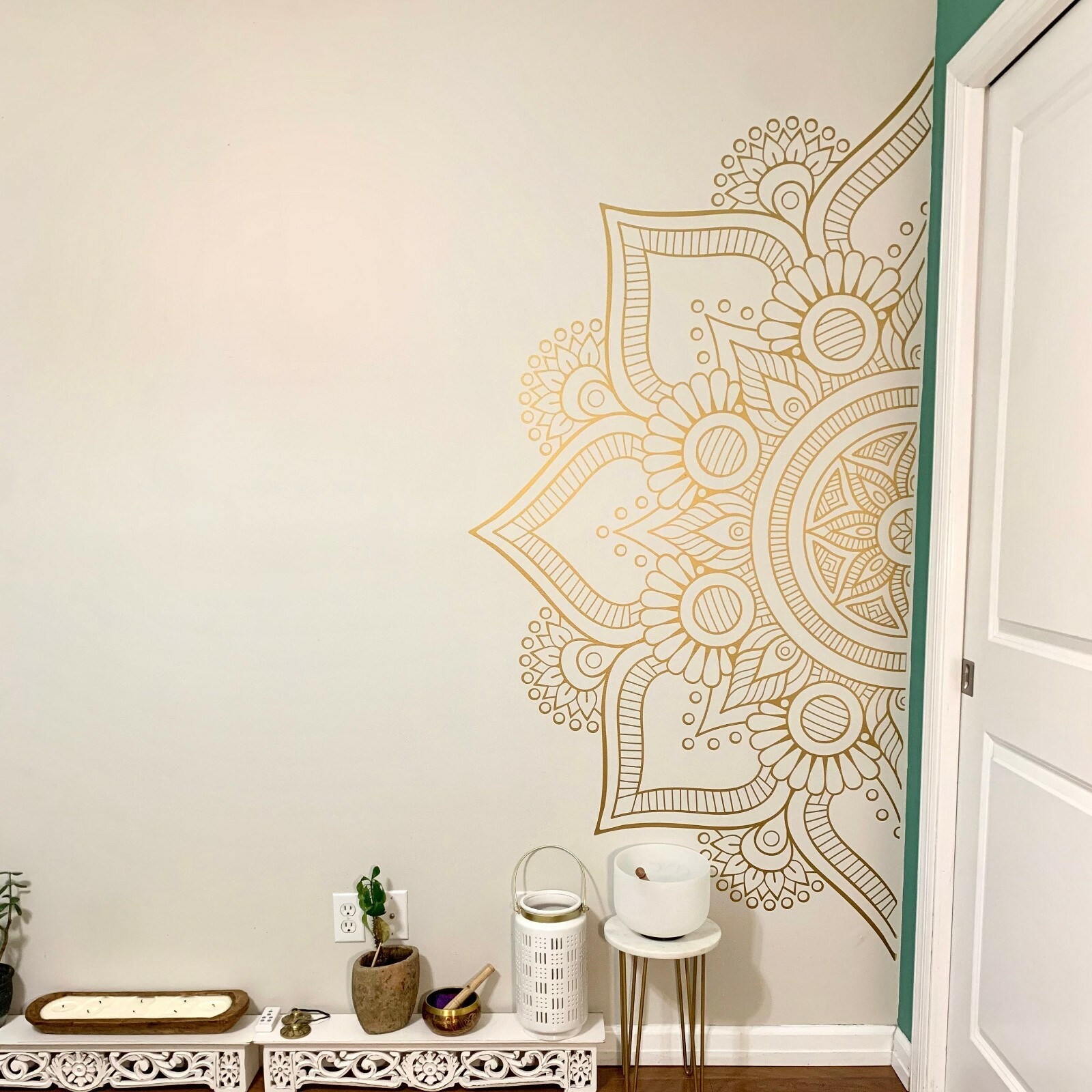 Mandala in Half Wall Sticker, Wall Decal, Yoga, Boho, Sticker for Meditation #10