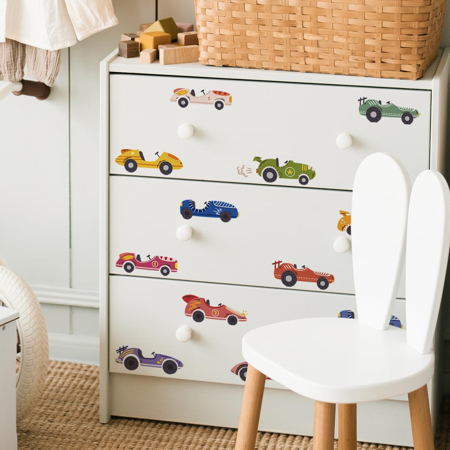 24 PCS Retro Cars Wall Decals Peel and Stick, Watercolor Cars Decals for Boys…