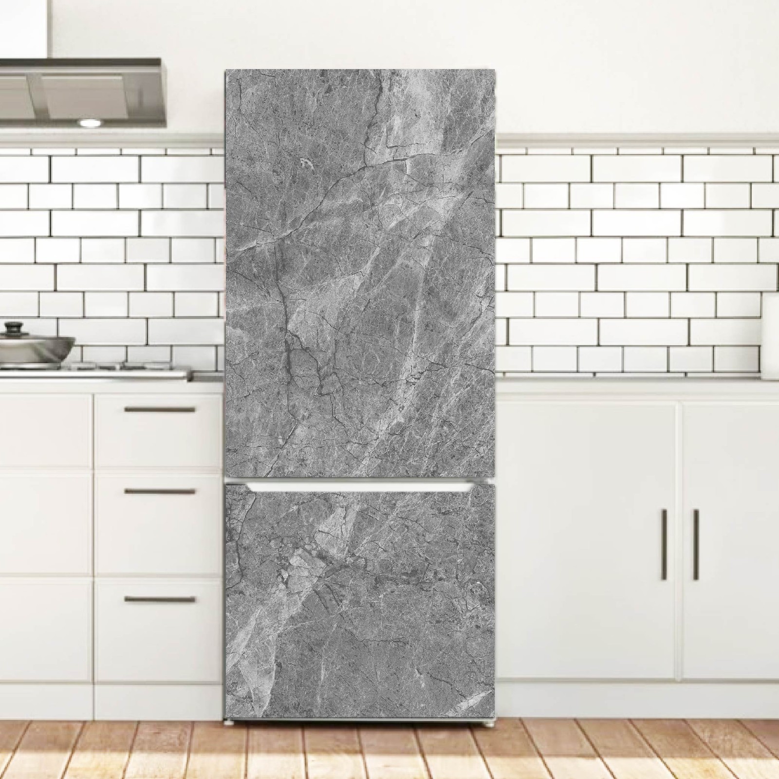 Marble Style Refrigerator Wrap Vinyl Peel & Stick Cover