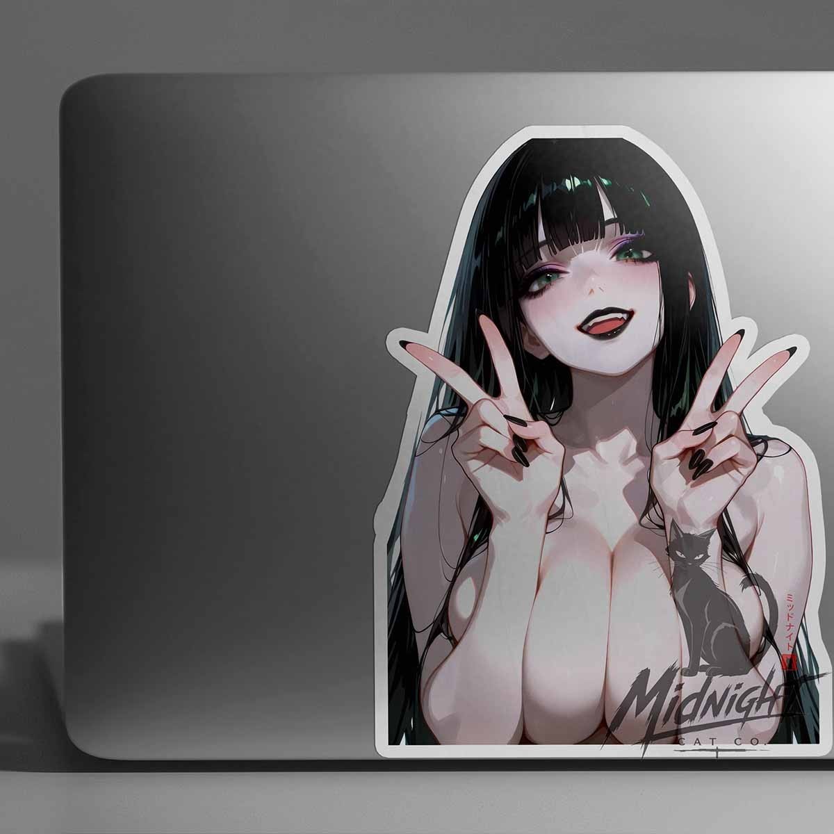 Goth Girl Vinyl Sticker Anime Manga Waifu Lewd Laptop Skateboard Car Ecchi