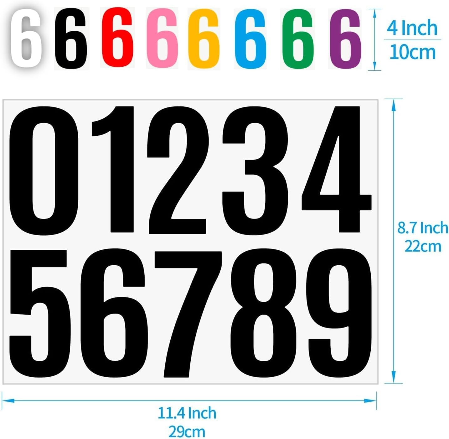 4in Self Adhesive Mailbox Number Stickers 10 Sheets Waterproof Vinyl Address New