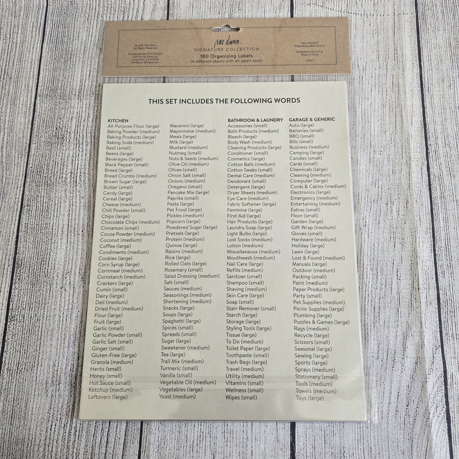 Rae Dunn Signature Collection 180 Organizing Labels Kitchen Bathroom Laundry New