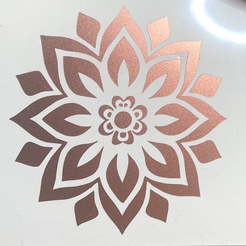 Mandala Flower Sticker Decal Car Window Yoga Zen Rose Gold Copper Metallic 3×3"