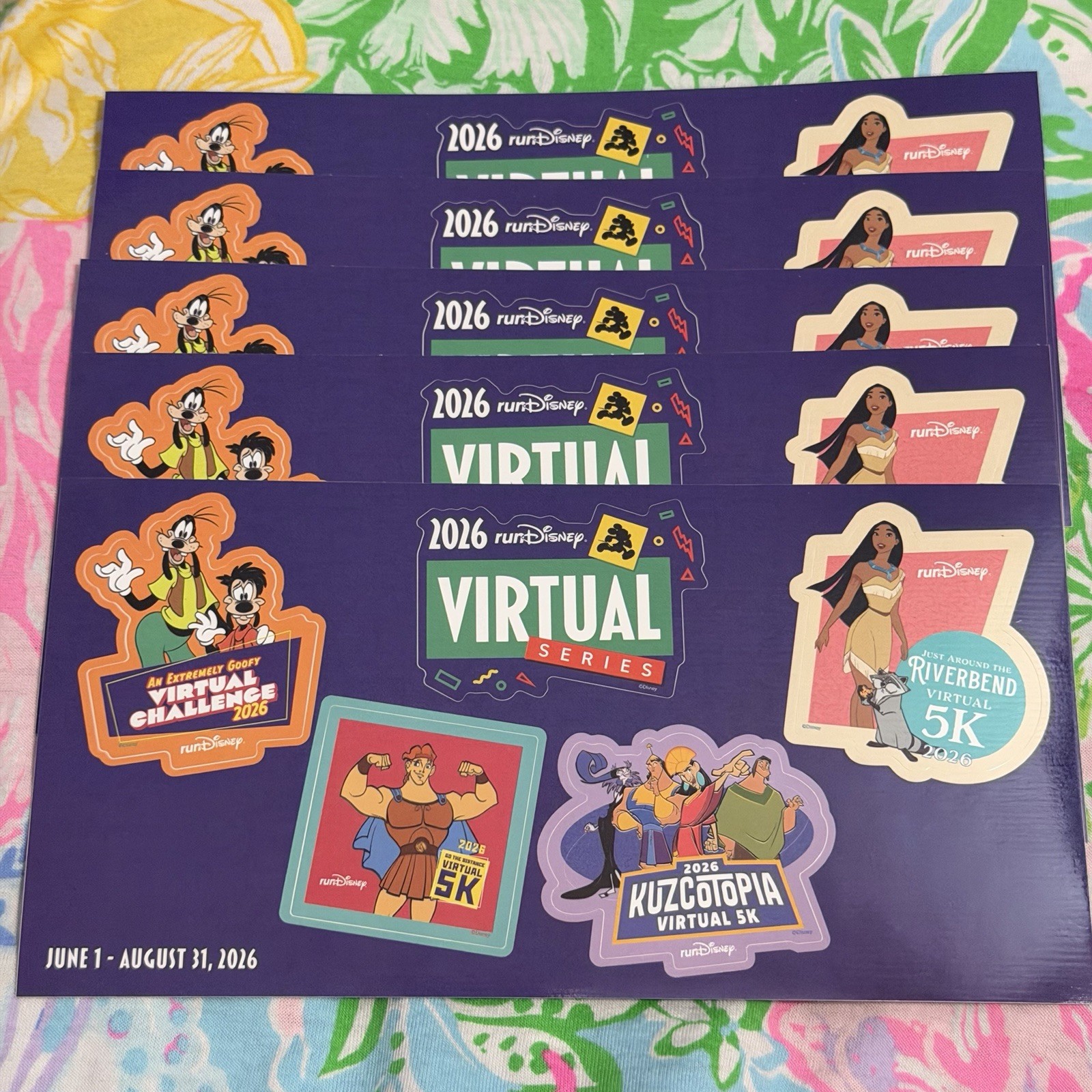 Lot of 5 RunDisney 2026 Virtual Series Sticker Sheet