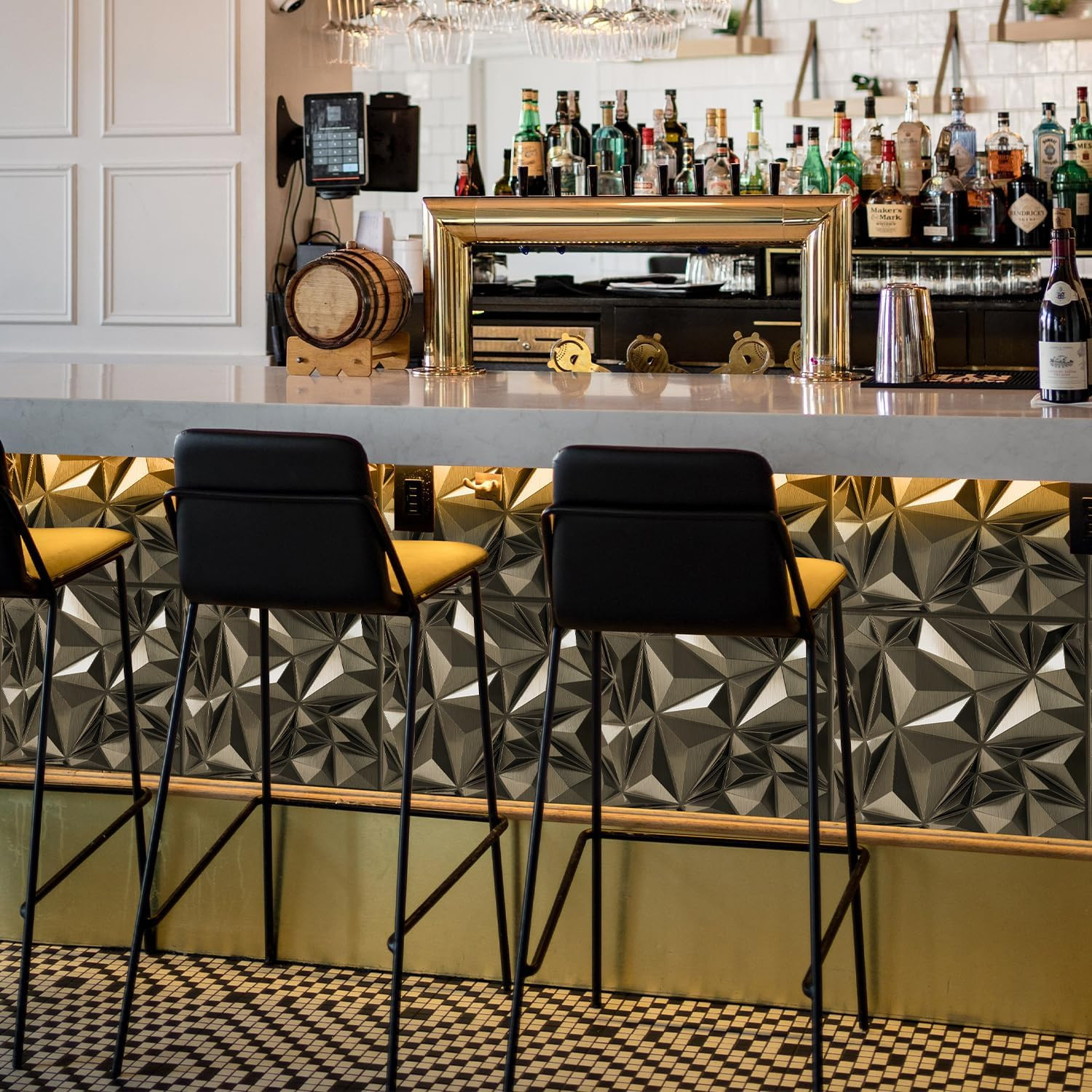 Brushed Silver Diamond 3D Wall Panels for Stylish Interior Decor