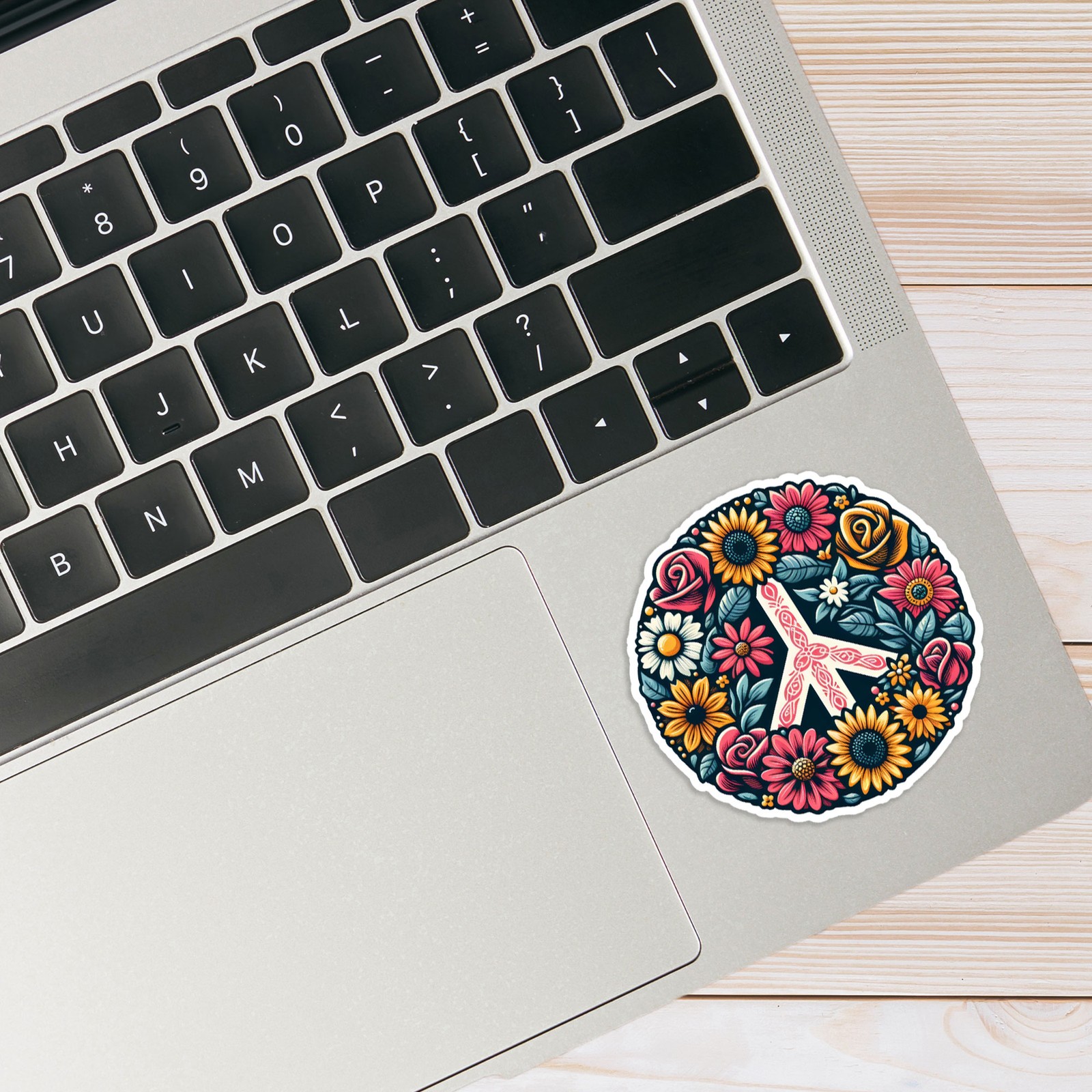 Flower Peace Symbol – Vinyl Decal Sticker – Car Window Laptop – #1344