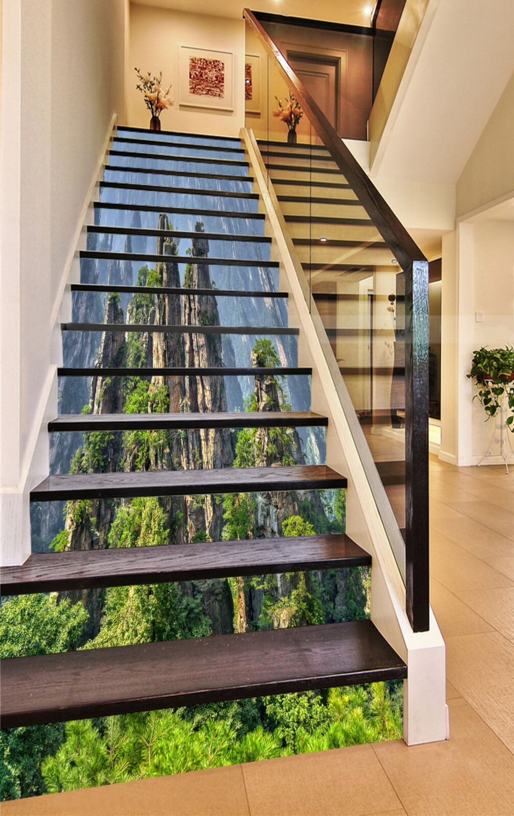 3D Towering Mountain AZ1293 Stair Risers Decoration Mural Vinyl Wallpaper Kay
