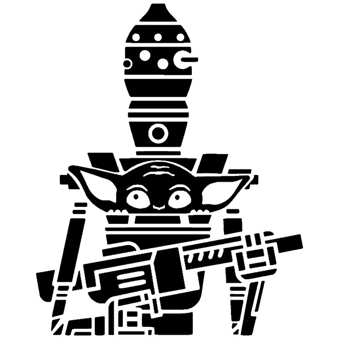 GROGU IG 12 ARMOR, BABY YODA, MANDALORIAN, Decal Stickers for Cars, Laptops.