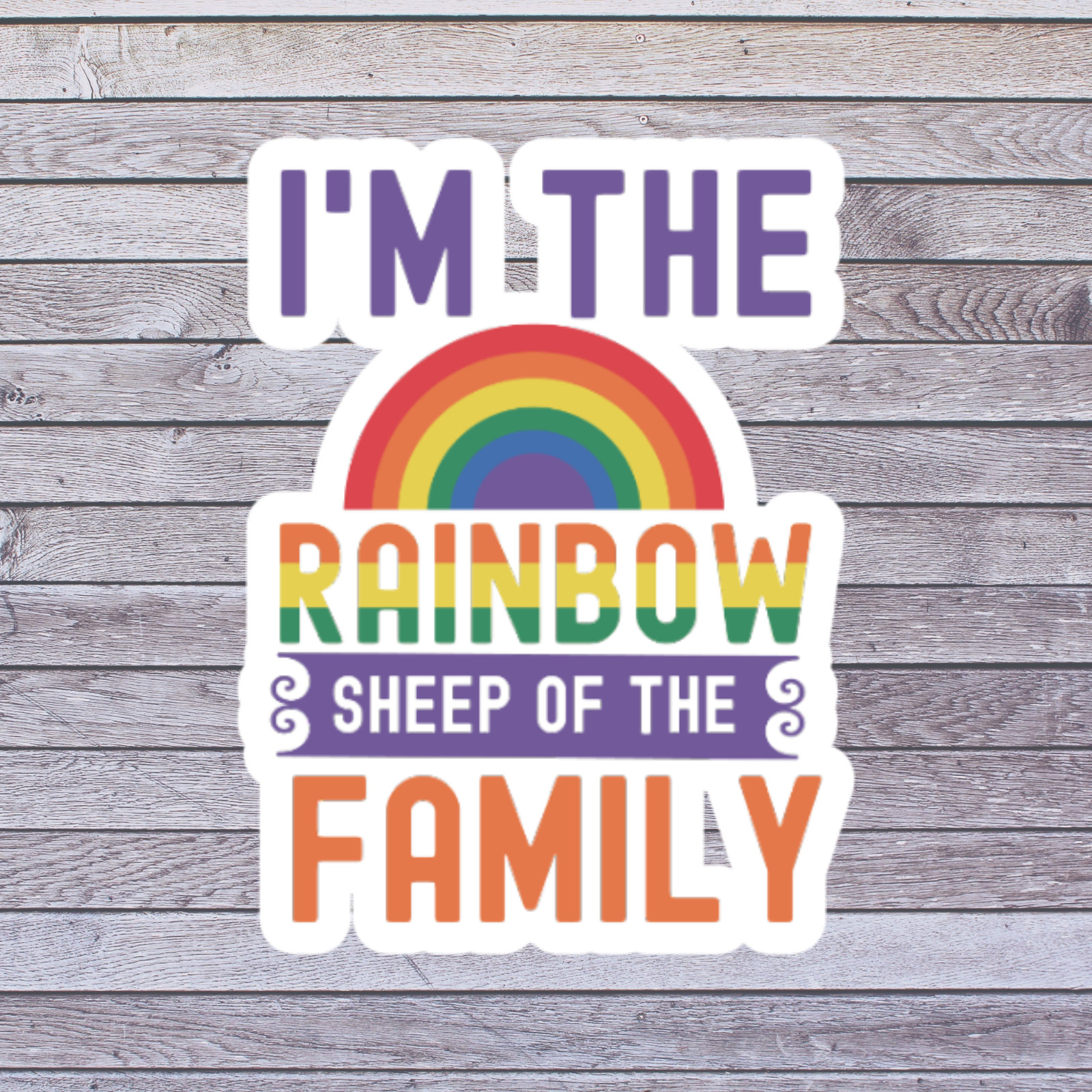 Rainbow Sheep Sticker Vinyl Decal LGBTQ Pride Family Humor Cute Rainbow