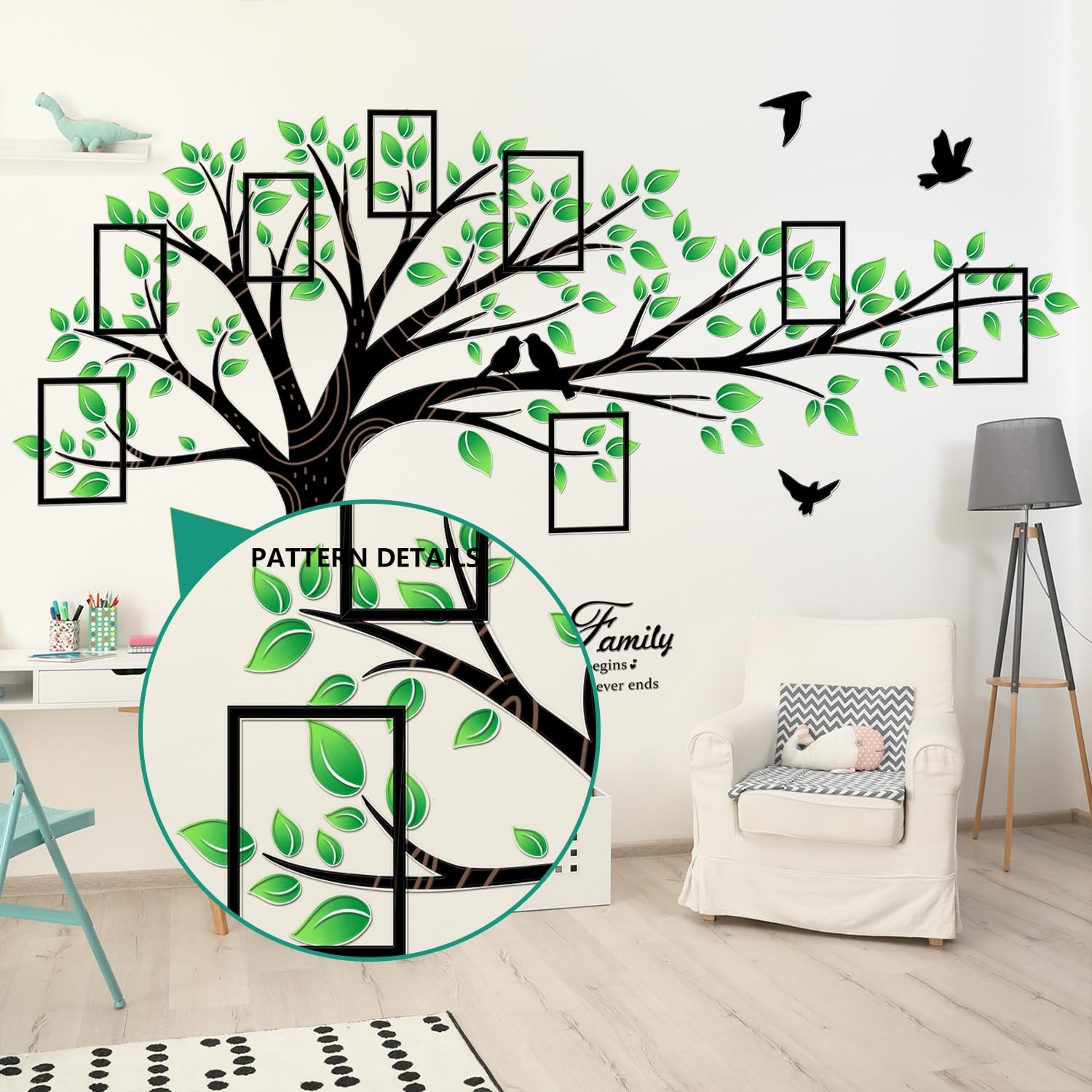 4 Sheets Large Family Photo Frame Tree Wall Stickers, DIY Leaves Family Tree …