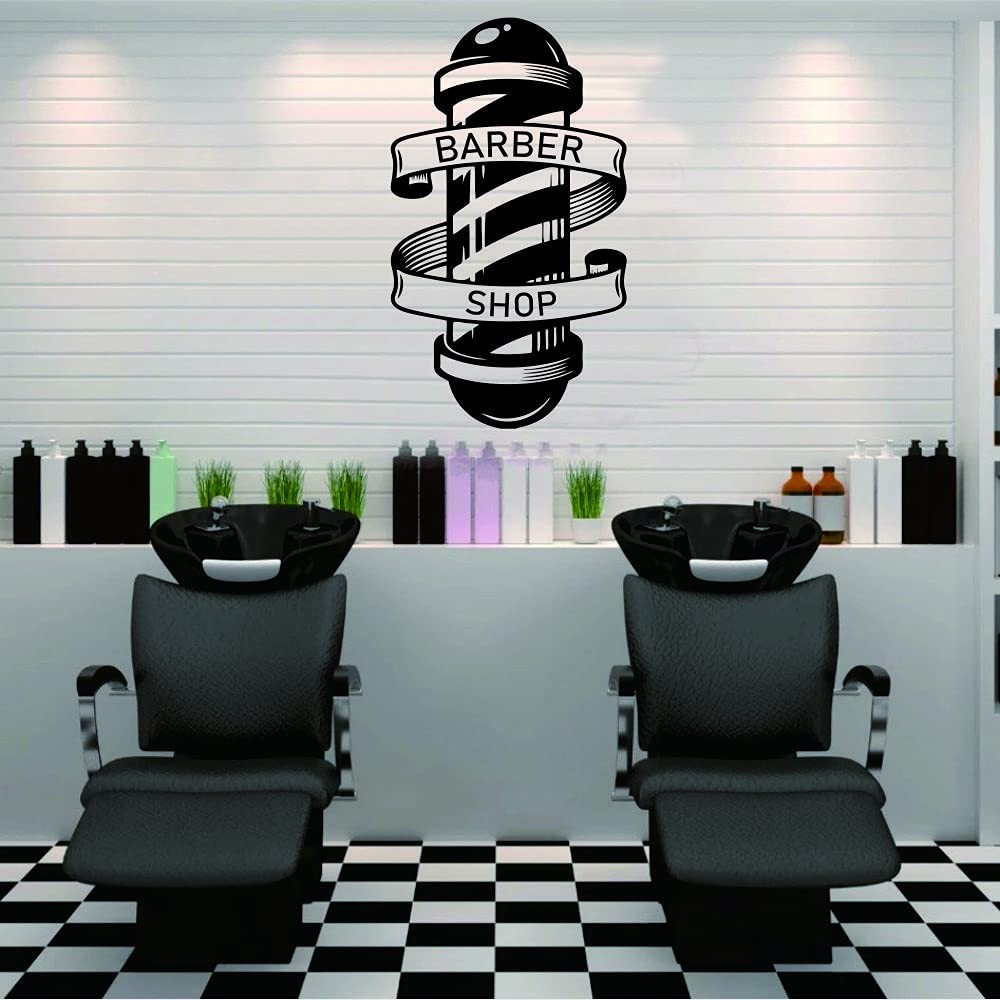 Barber Removable Wall Decal Art Man Barbershop Wall Decor Stiker Window Decor…