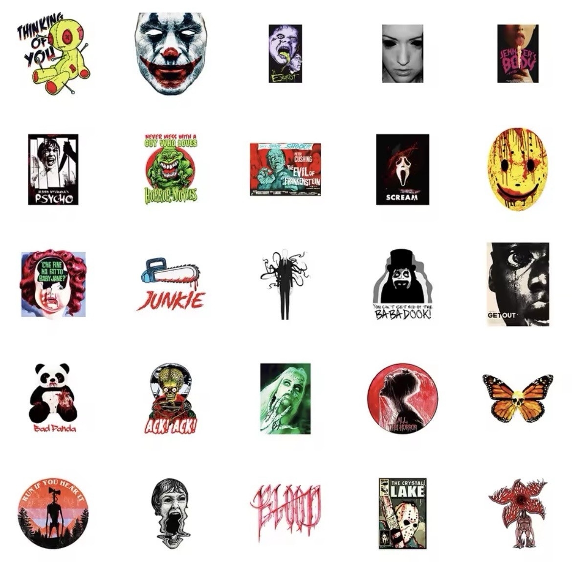 Movie Horror Films Stickers 50pk Mix Scary Killer Random Stickers FREE SHIPPING