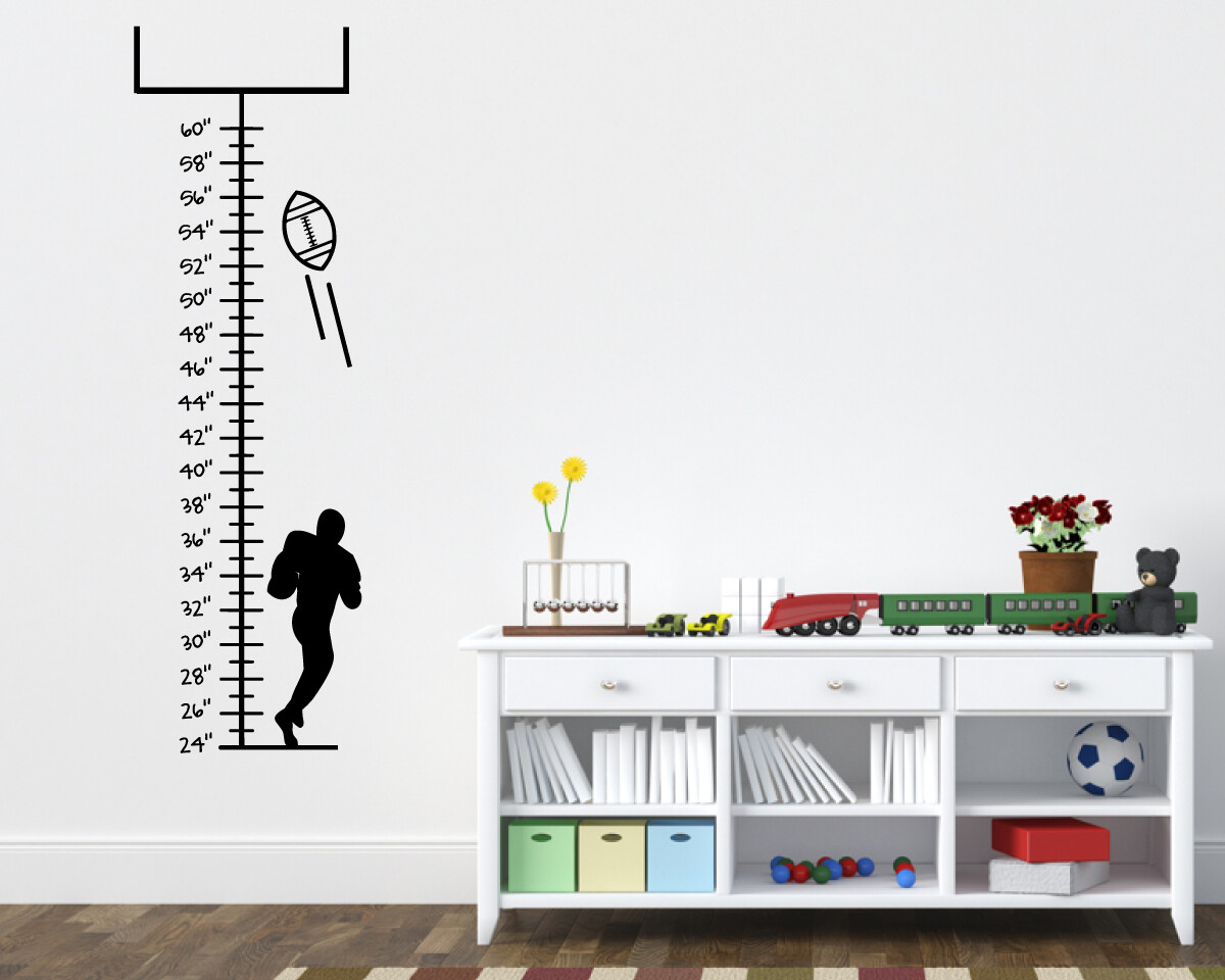 Football Sport Growth Chart Childrens Room Boys Room Wall Ruler Grow Ruler Art