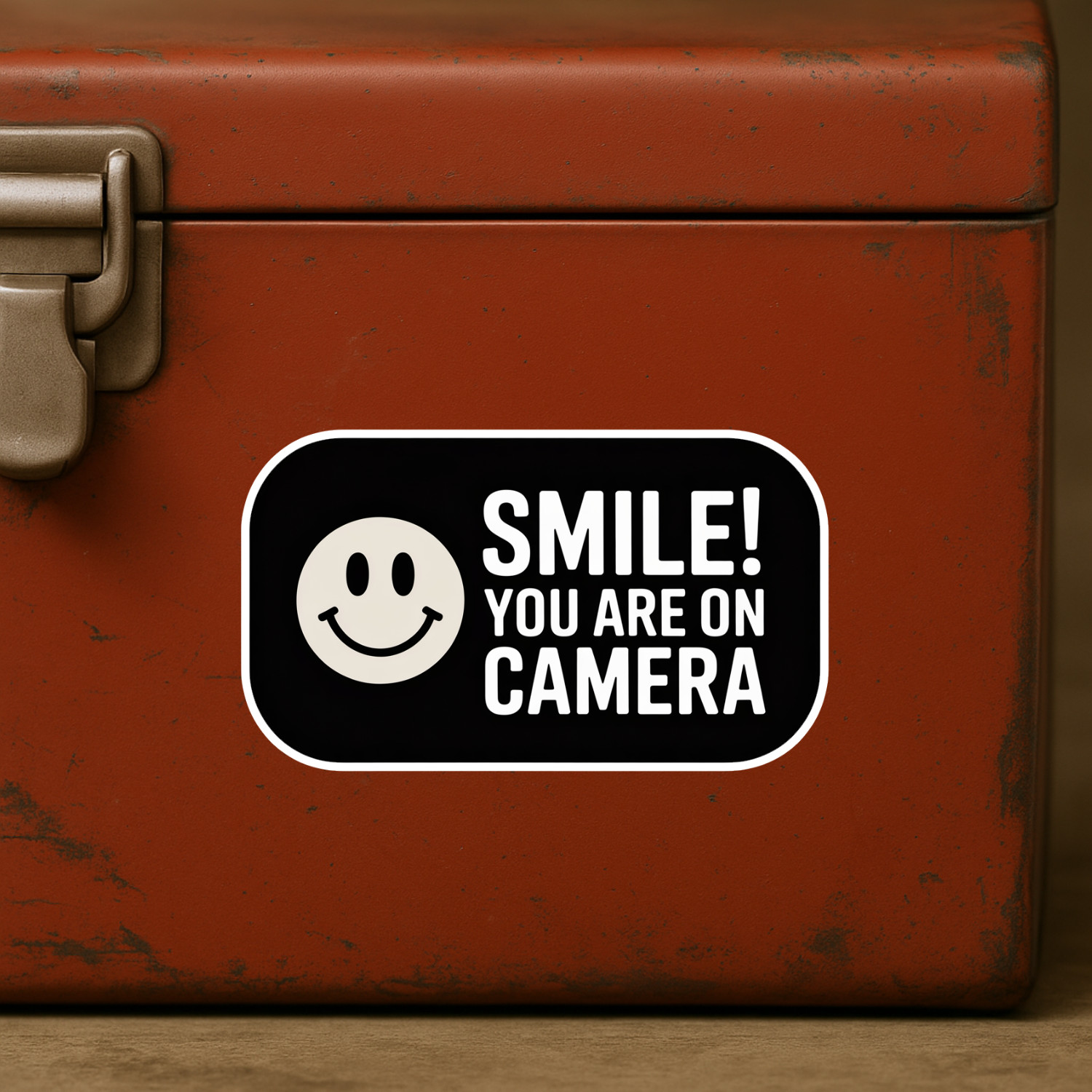 4pcs Smile You’re On Camera Stickers – Waterproof Security Warning Decals