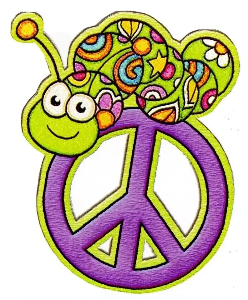 peace sign worm wall sticker peel & stick 4 inch